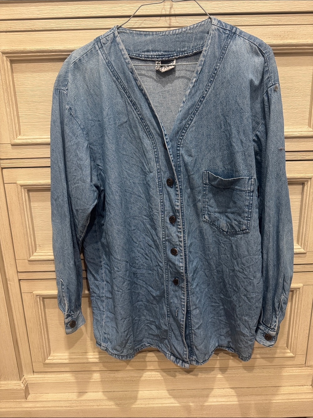 Vintage Denim Wash Button-Up Shirt denim jersey